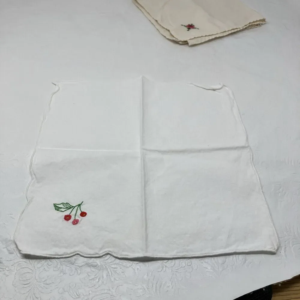 Vintage Linen Napkins Embroidered Floral Mixed Lot
